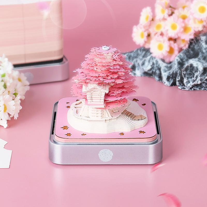 Time Piece Calendar 2026 Desk Calendar With Led Light 3D Tear-Away Calendar Paper Carving Art Memo Pad Notepad Gift Christmas