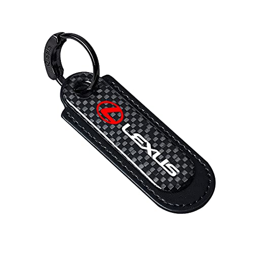 

[Hunesuru] Carbon Keychain Genuine Leather Car Key Chain Car Key Tag Pendant, Black 14