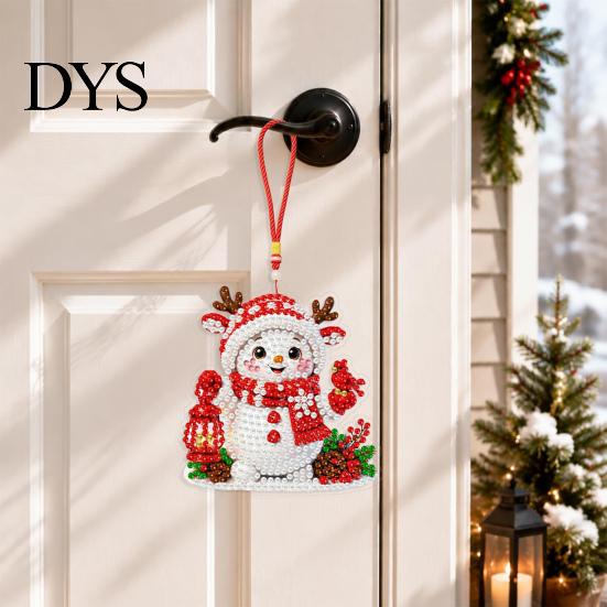 Faux Diamond Painting Craft Set 4Pcs Hanging Art Kit for Christmas Tree, DIY Mini Diamonds Acrylic Pendant Ornament Kit, Window Adults Beginners