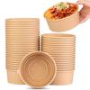 20pcs/pack Disposable Kraft Paper Lunch Box Thickened Salad Bowl with Lid Round Takeaway Packing Boxes Heat-resistant Soup Bowl
