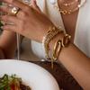 Yori Geometric Hollow Double Layer Hollow Spring Open Bracelet Bangle Waterproof 18K Gold Plated Texture Jewelry New