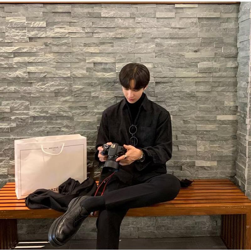 Spring and Autumn Mature Style Black Long-sleeved Shirt Men's Temperament Casual Inner Top
