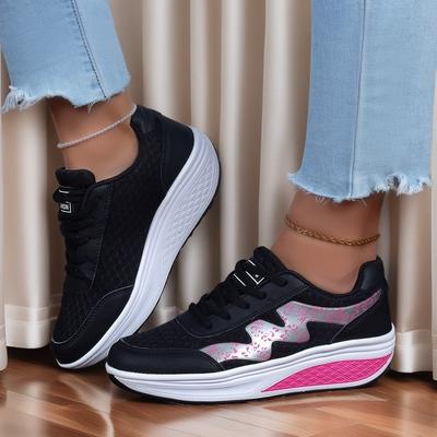 36-43 Damen Übergröße Einfache und modische Freizeitsportschuhe mit dicker Sohle Rocking Shoes Höhenerhöhende Damenschuhe
