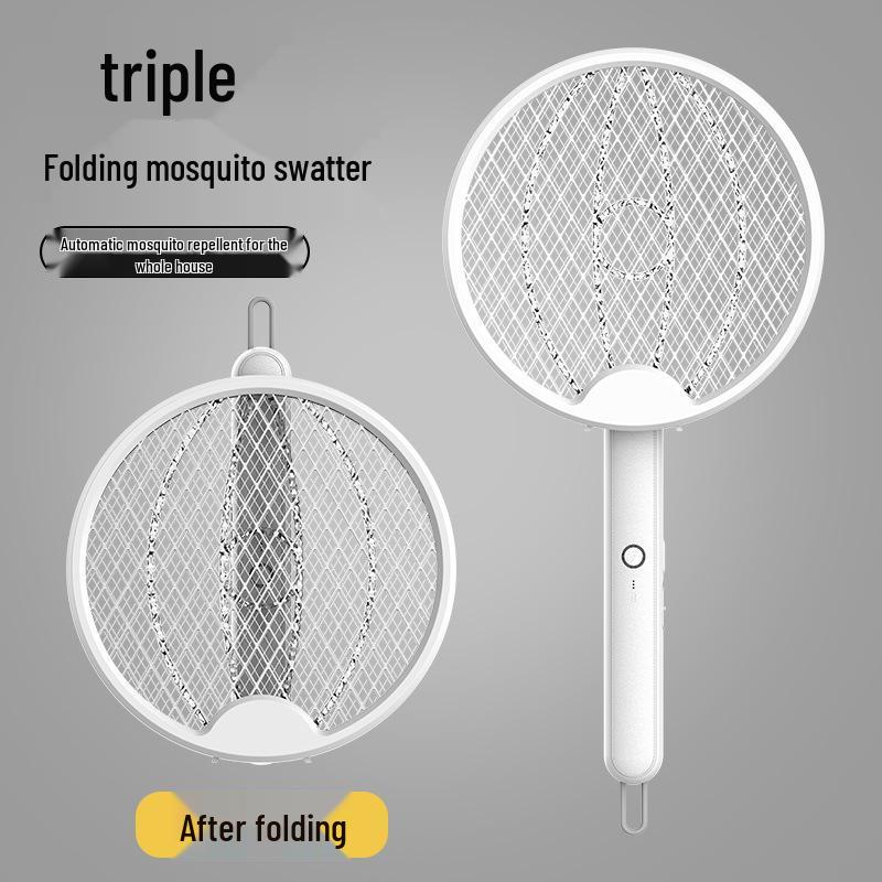 Rechargeable 3-in-1 Foldable Electric Mosquito & Fly Swatter Lamp