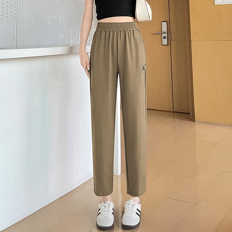 2025 Women's Summer Ice Silk High-Waist Mosquito-Proof Harem Pants - Lightweight and Elastic Casual Sportswear