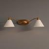 Handmade Brass Double Sconce, Mid Century Cone Glass Vanity Light, Bathroom Lighting