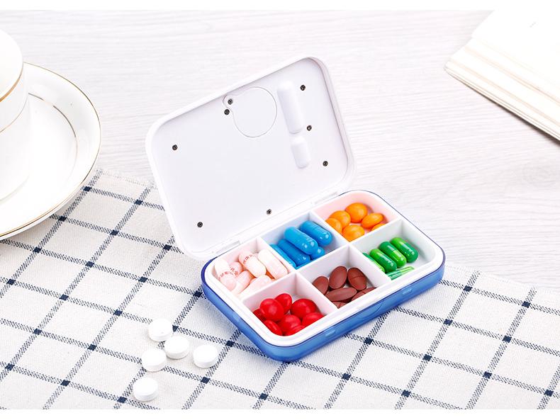Compact 6-Compartment Smart Pill Timer