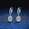 1CT S925 Sterling Silver Earrings For Women Oval Cut Moissanite Ear Buckles D VVS1 Exquisite Jewelry