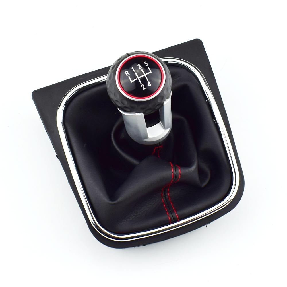 For VW Golf MK5 MK6 Golf 5 6 Rabbit Jetta MK6 2010 2011 - 2014 Styling 5 6 Speed Leather Car Gear Shift Knob Stick Dust Cover