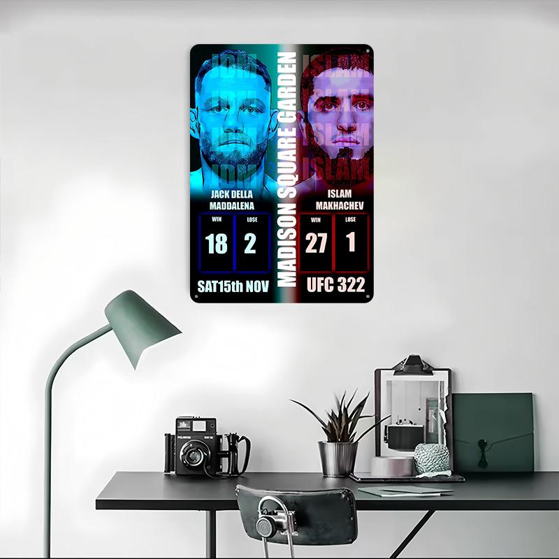 322 Fight : Della Maddalena Vs. Makhachev Printed Poster Customized Wall Art Retro Vintage Metal Tin Signs for Room Office Decor