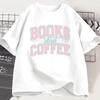 Unisexs Unisexs Books And Coffee Tshirt Retro Casual Short Sleeve Tee Book Coffee Lover Gift Short Sleeve Top For Daily Wear