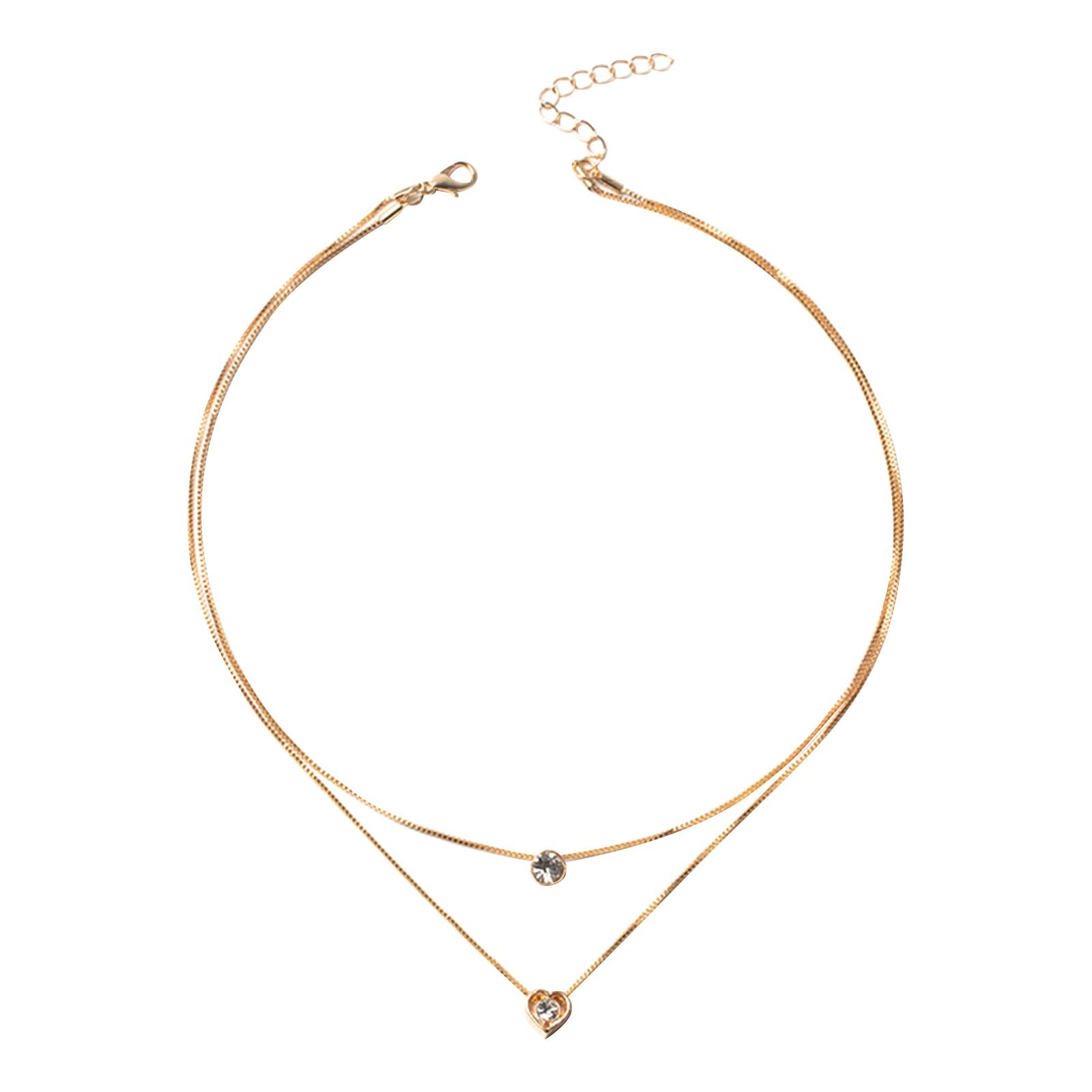 

Ожерелье с квадратным цирконием, европейский и панк-персонализированный парный кулон, цепочка на ключицу One Size золотой