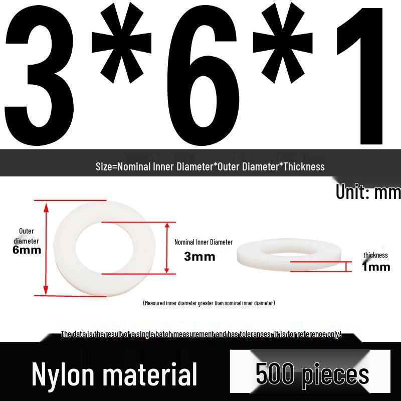 White Wear-Resistant Nylon Flat Washer Round Plastic Insulating Gasket M4-M20