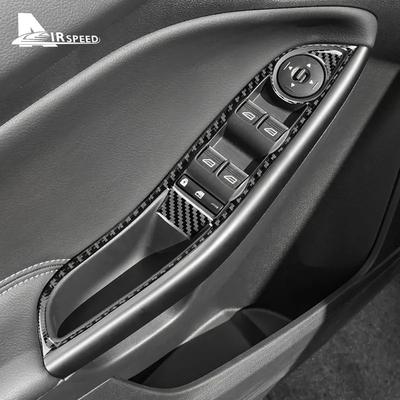 Real Soft Carbon Fiber Sticker For Ford Focus SE RS ST Ecoboost 2012-2015 2016 2017 2018 LHD Car Window Lift Button Panel Trim
