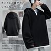 Bligo Long Sleeve Layered Oversized Loose Drop Round Long Cut and Sewn Men's Hoodie, Look, V-Neck, Popular, Fit, Comfortable, Shoulder, Casual,
