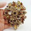 Exquisite Full Zircon Big Flower Pin Brooch Luxury Crystal Flower Brooch Fashion Bridal Wedding Dress Pin Accessories