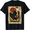 Funny Vintage Raccoon Rooster Chicken UFO Japanese Anime T-Shirt