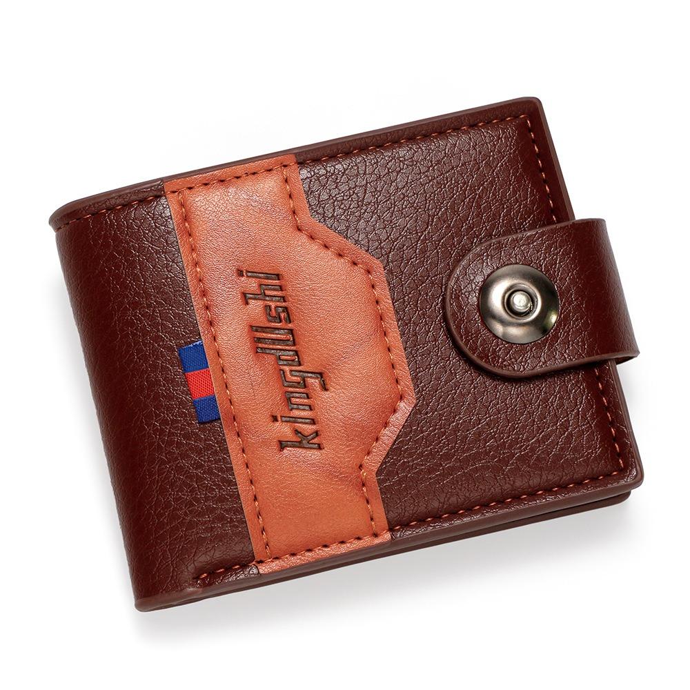 

Magnetic Buckle Bifold Change Bag Large Capacity PU Leather Card Holder Solid Color Card Bag Man колір світло кави