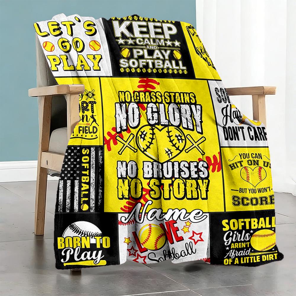 Yellow Ball Customize Text Blanket Cozy Customizable Blanket Soft Warm Cozy Perfect for Picnics Bed Office Living Room Ideal for All Seasons