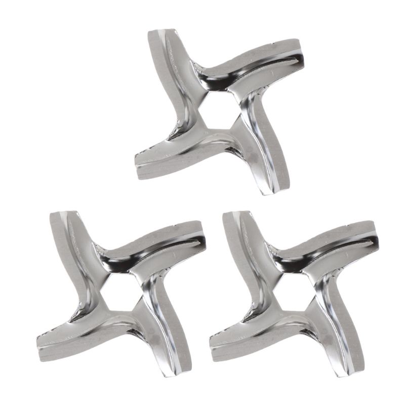 Set da 3 pezzi Coltello Tritacarne Lama a Croce Acciaio Inossidabile Antiruggine 4 Lame Foro Quadrato Parti Accessori Tritacarne