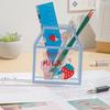 Clear Acrylic Pen Holder Cartoon Milk/Bear Shape Desk Storage Box Makeup Brush Organizer for Home Office School Supplies