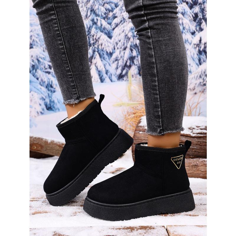 Women's Winter New Platform Snow Boots Fleece Lined Thickened Bread - Style Cotton Boots