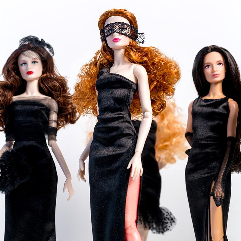 Supermodel New Doll Clothes Set Elegant Black Dress Series Dress Up Doll Party Dresses Accessories For 30Cm 1/6 Bjd Fr Doll Toys