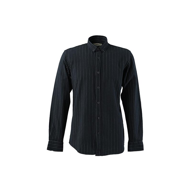 

Мужская темно-синяя рубашка в белую полоску