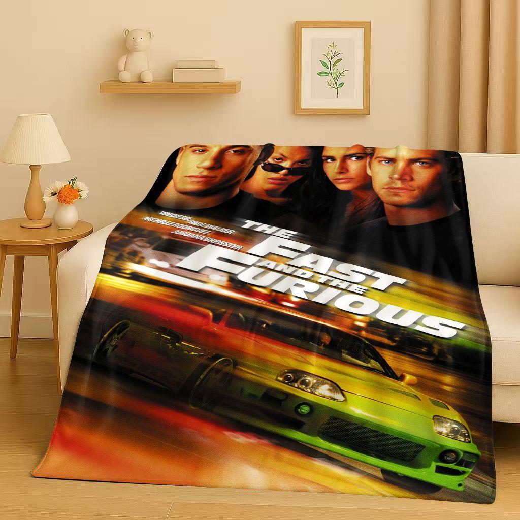 3D Szybcy i Wściekli Vin Diesel Samochód Wyścigowy Koc Flanelowy, Niezwykle Miękki Ciepły Pluszowy Koc na Domową Sypialnię Łóżko Kanapę Pokrowiec Piknik Dzieci