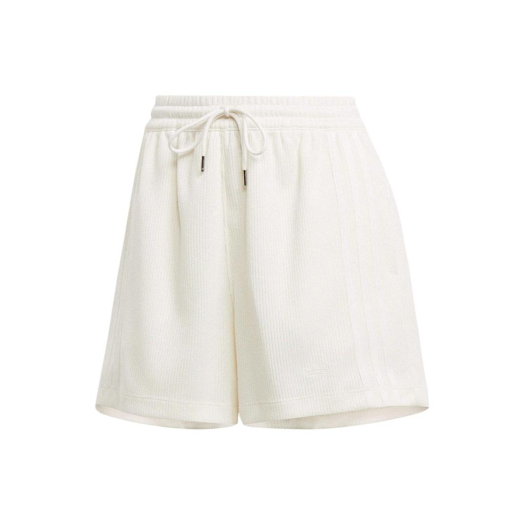 adidas Originals Solid Color Simple High Waist Lace Up Casual Shorts Women Shorts White IS2331