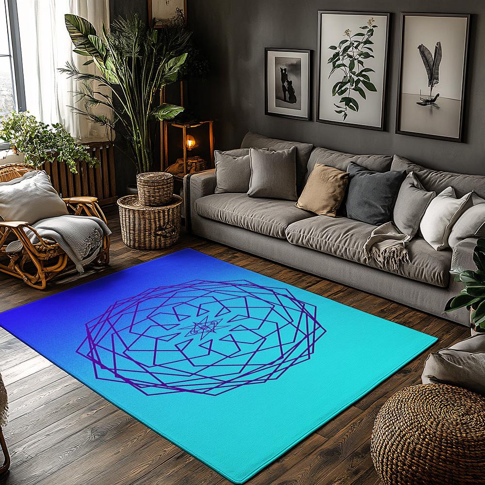 Geometric Pattern Area Rug Non Slip Floor Mat Home Decor Living Room Bedroom Carpet Modern Abstract Design Home Accent