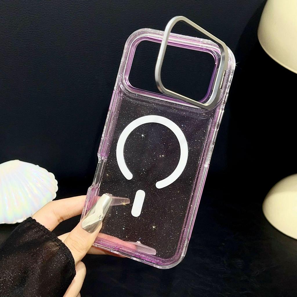 Magnetic Glitter Lens Holder Case for Apple iPhone 14/15Pro/16/17Promax