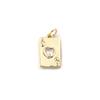 2 PCs Brass & Cubic Zirconia Poker/ Paper Card/ Game Card Charms 18K Gold Plated Poker Card Heart Pendant Necklace DIY19mm x 9mm