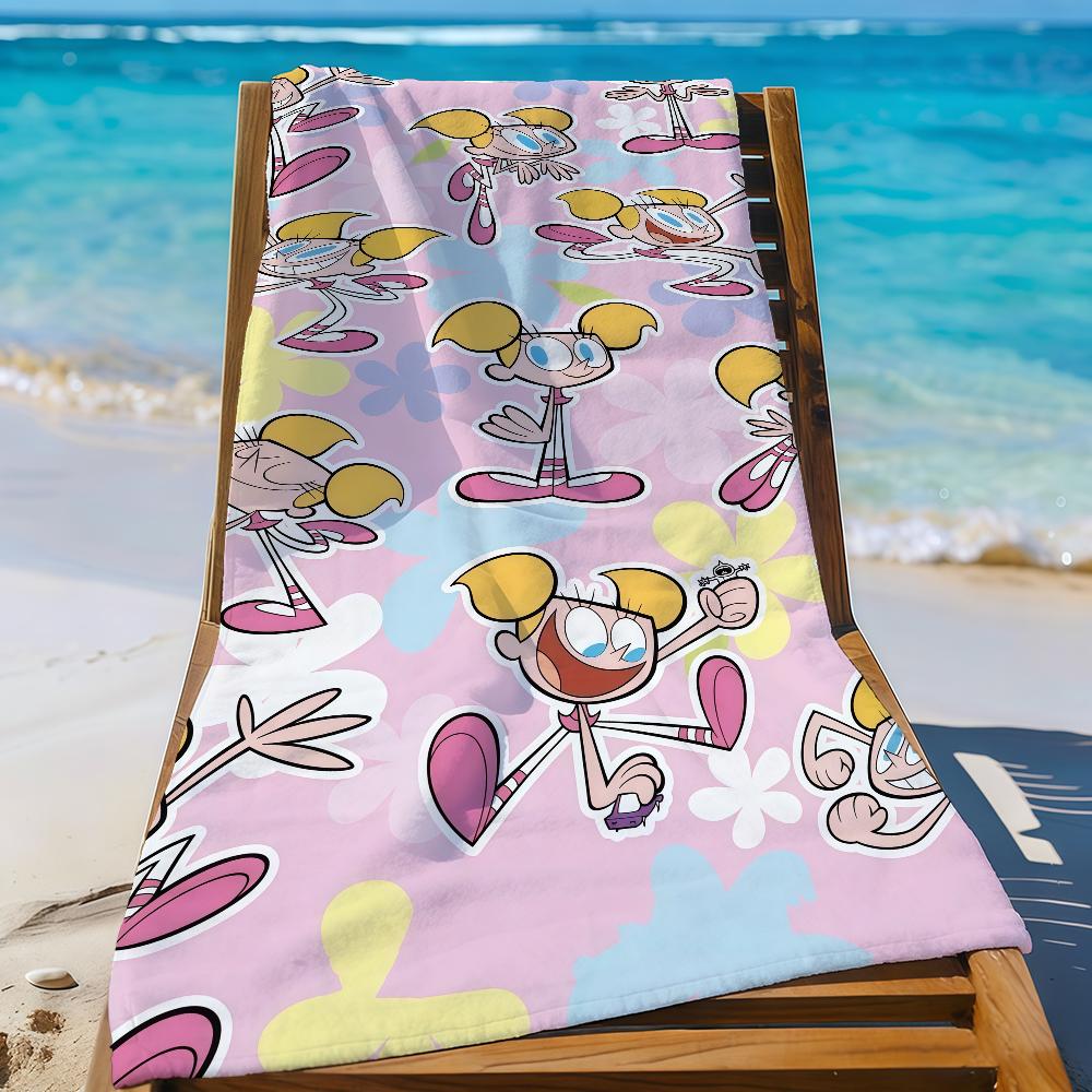 Cartoon Towel Beach Shower Bath Travel Lightweight D-Dexters L-Lab Skin Friendly for Pool Camping Cruise Summer