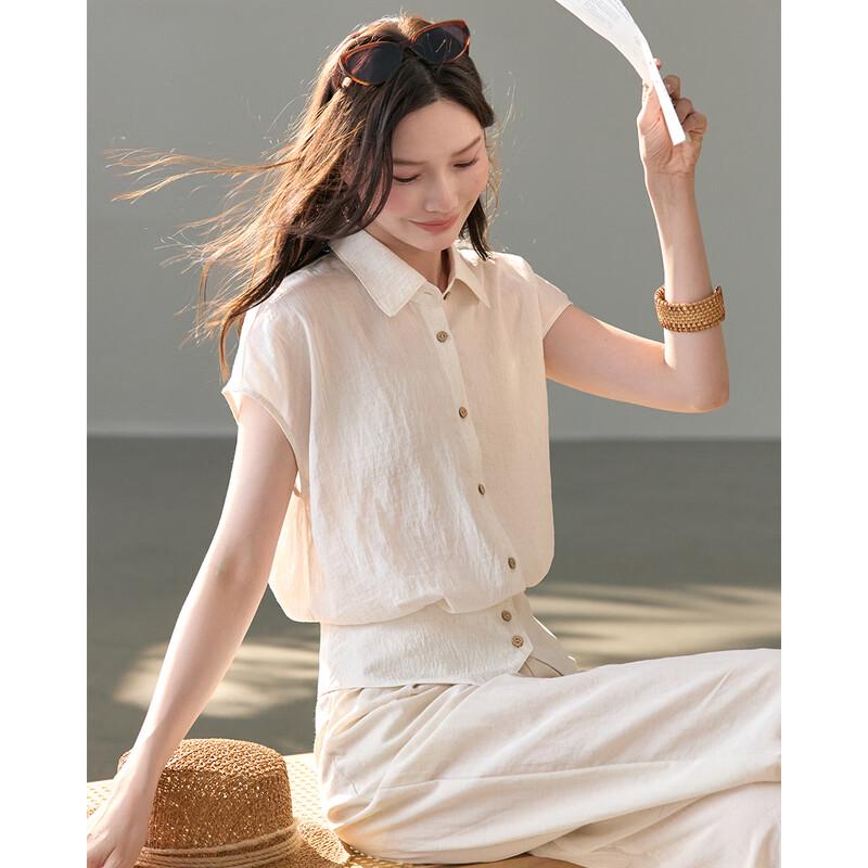 TERRE BLEUE Women's Loose Fit Breathable Short Sleeve Shirt
