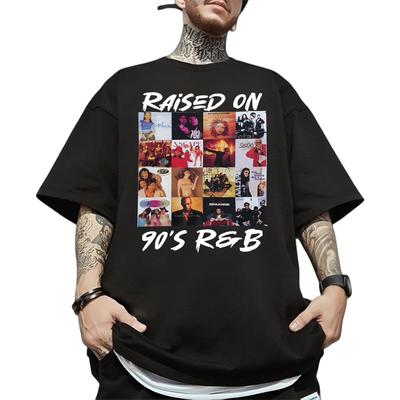 Raised On 90's R&B Vintage T-Shirt – Retro Music Album Cover Design – Soft Unisex Tee for Men & Women