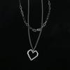 Trendy Japanese Korean Multi-layer Hip Hop Necklace with Heart Pendant
