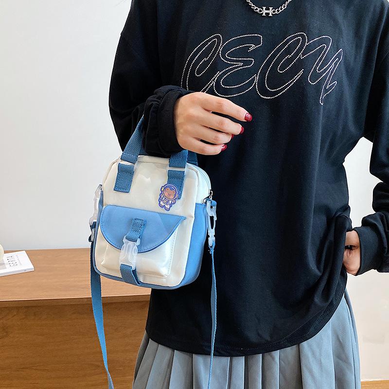 Fashion contrasting color portable small bag women's 2025 new shoulder messenger women's bag simple personalized small cloth bag