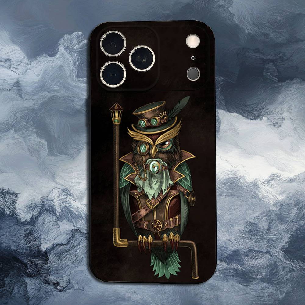 Cute C-Colorful Owl B-Bird For iPhone 12,14,13,15,8,7,16,11,17,X,Mini,Plus,Pro,XR,SE,XS,Max,Soft Silicone Black Case