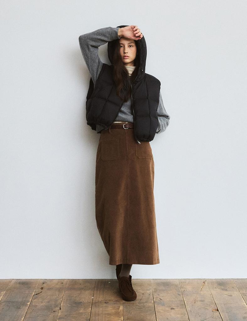 THEELO H-Line Corduroy Skirt (Brown)