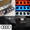 For C8Car Front Grille 4D LED Logo Light Front Ring Sticker Suitable for Audi A3 A4 A5 A6 A7 S3 S5 S6 S7 Q3 Q5 Car Supplies.