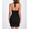 Women's European and American Sexy Hanging Neck Bag Buttocks Skirt Ruffle Edge Women's Skirt Fashionable Dress