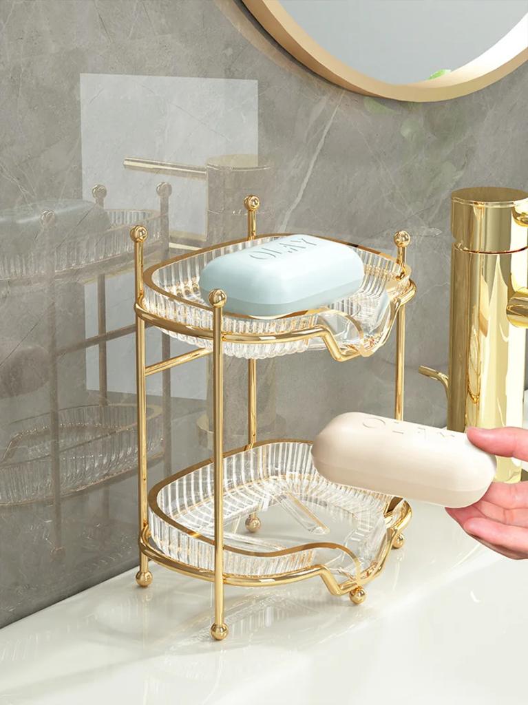 Luxurious Soap, Toilet Soap Box, Soap Dish, Drain, No Punching, Toilet Storage Rack, Household Nail Free Storage Rack