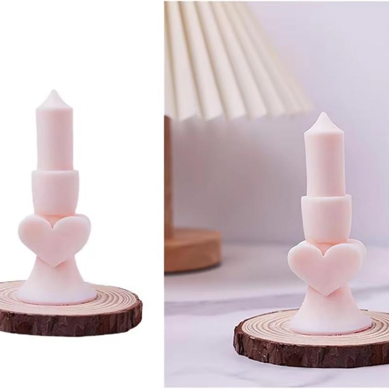 3D Love Heart Cylinder Candle Mold Silicone Resin Molds for DIY Candle Making Clear Texture Mold
