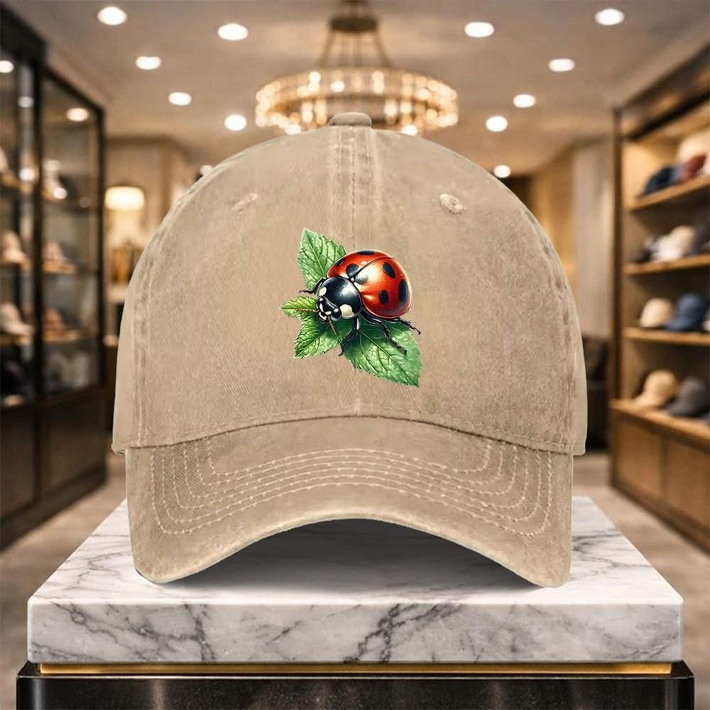 Marienkäfer Grafik Gewaschene Baseballkappe Unisex Verstellbar Outdoor Lässig Street Hut