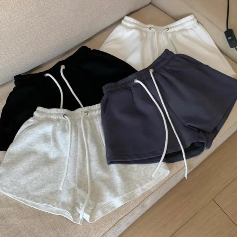 Elastic High-waisted Drawstring Casual Sports Shorts Women's Summer New Retro Loose Outer Wear Wide-leg Pants Hot Pants