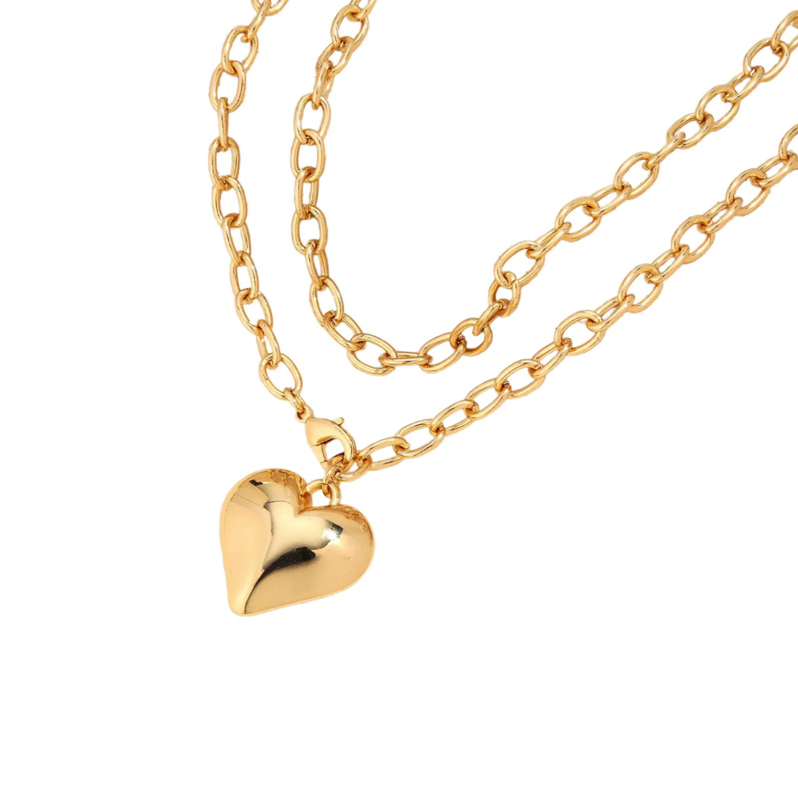 

Stylish Layering Heart Necklace For Everyday Wear Allergy resistant Copper Collarbone Chain Jewelry Gift 1