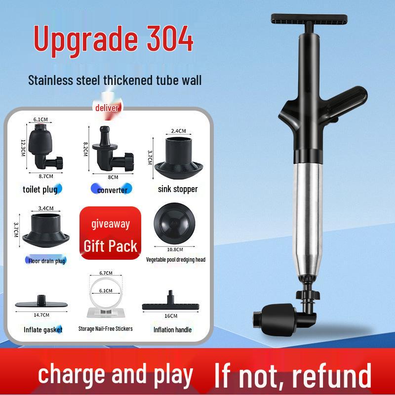Stainless Steel High-Pressure Toilet Drain Unblocker Cannon T2