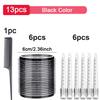 13pcs Black Self Grip Hair Rollers No Heat Hair Curlers Heatless Curls Hair Bangs Volume Self-adhesive Hook DIY Styling Tools