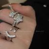 High-End Cross Zircon Ring, Female Star Ring, Niche Design Index Finger Ring, Light Luxury Exquisite Ring.